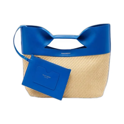 Alexander Mcqueen Wovem Small Bow Top Handle Bag
