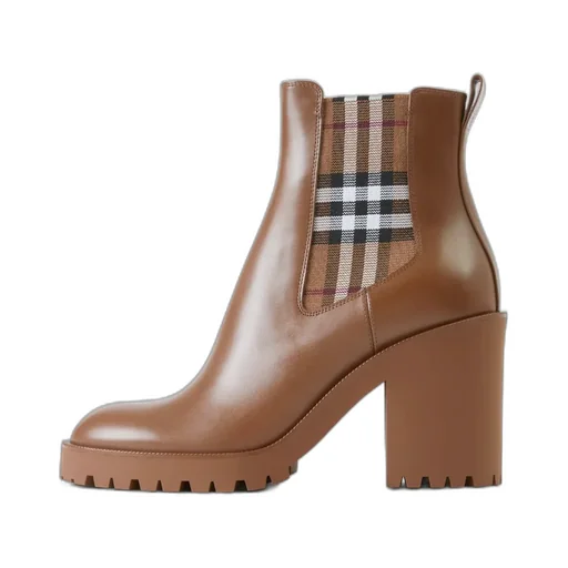 Burberry New Allostock Check Panel Ankle Boots