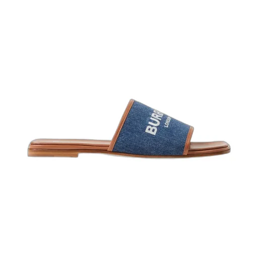 Logo-Print Denim Slides