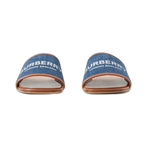 Logo-Print Denim Slides