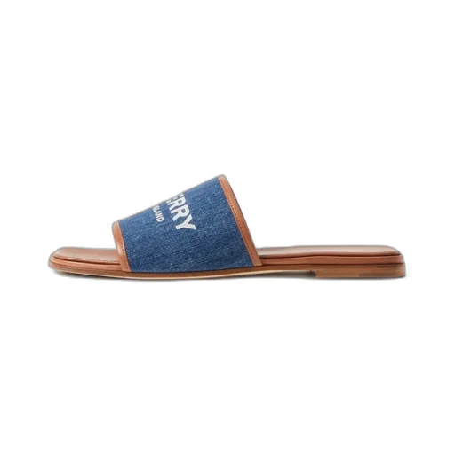 Logo-Print Denim Slides