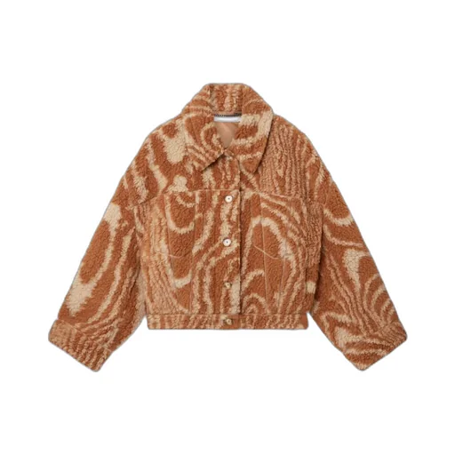 Stella Mccartney Woodgrain Printed Teddy Jacket