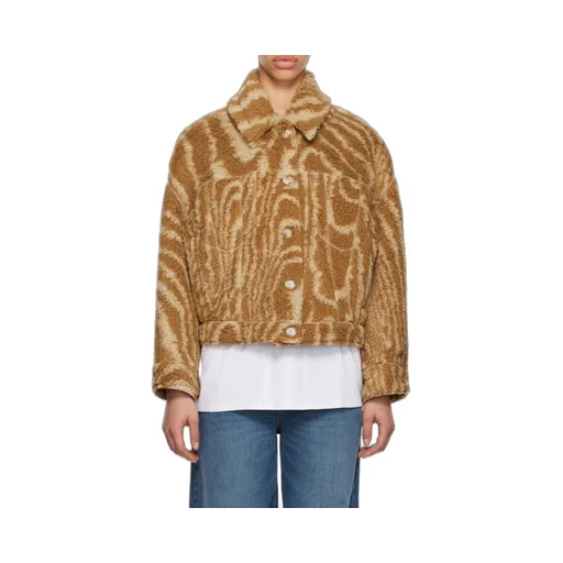 Stella Mccartney Woodgrain Printed Teddy Jacket