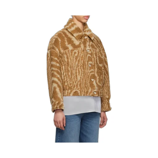 Stella Mccartney Woodgrain Printed Teddy Jacket