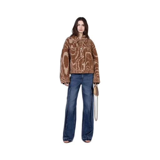 Stella Mccartney Woodgrain Printed Teddy Jacket