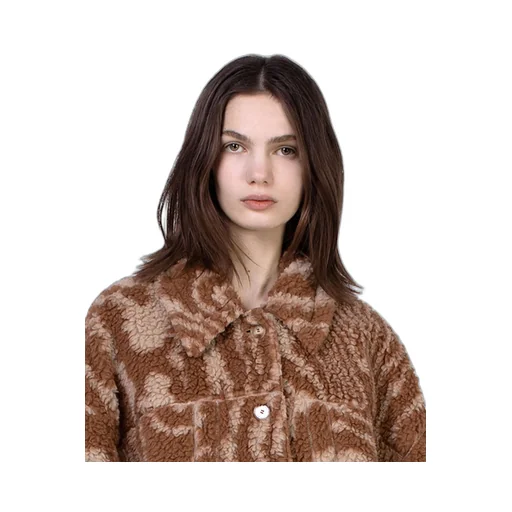 Stella Mccartney Woodgrain Printed Teddy Jacket
