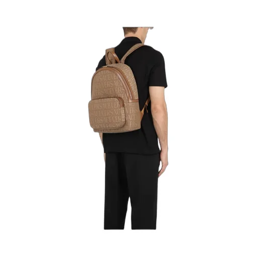 Versace Allover Logo Printed Backpack