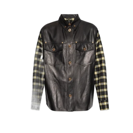 Versace Checked-Panel Long-Sleeved Shirt Jacket