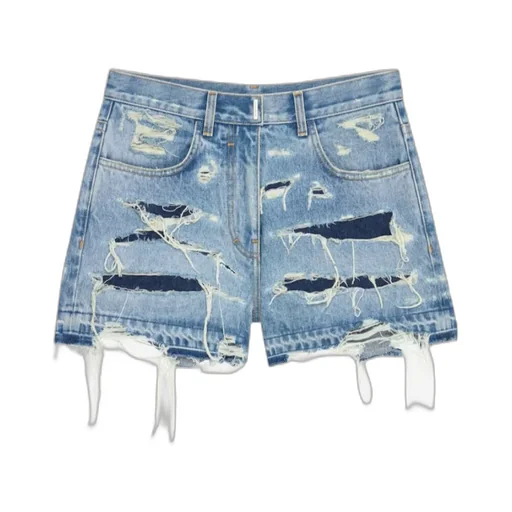 Mini Denim Shorts With Broken Holes