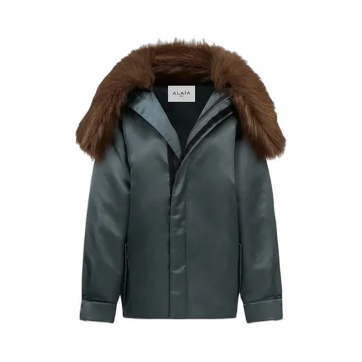 AlaÏA Fur-Embellished Maxi Bomber Jacket
