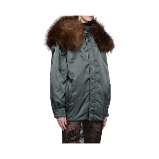 AlaÏA Fur-Embellished Maxi Bomber Jacket