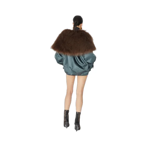 AlaÏA Fur-Embellished Maxi Bomber Jacket
