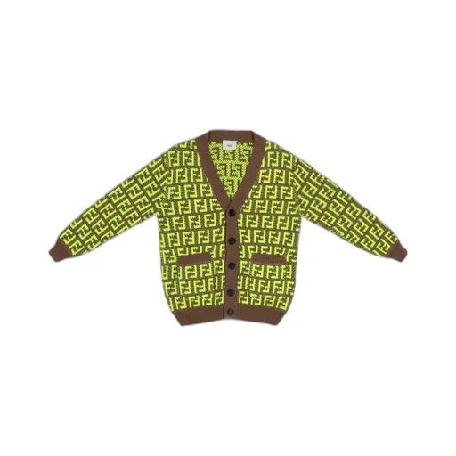 Fendi Kids Allover Logo Jacquard Buttoned Cardigan
