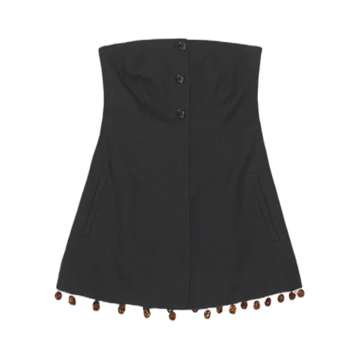 Ganni Beaded-Hem Button-Fastened Strapless Top