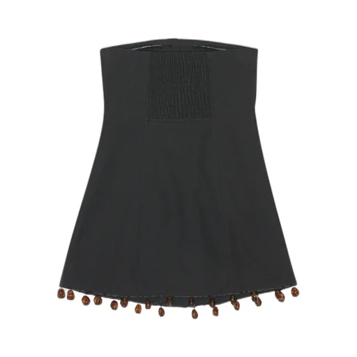 Ganni Beaded-Hem Button-Fastened Strapless Top