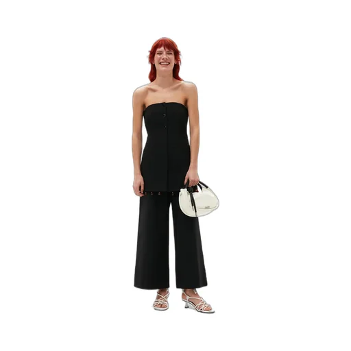 Ganni Beaded-Hem Button-Fastened Strapless Top