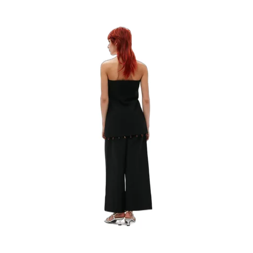 Ganni Beaded-Hem Button-Fastened Strapless Top