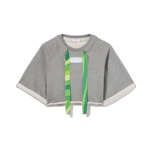 Melange-Effect Cropped Top