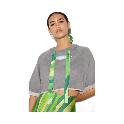 Melange-Effect Cropped Top