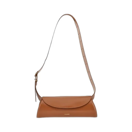 Jil Sander Cannolo Logo Embossed Small Shoulder Bag