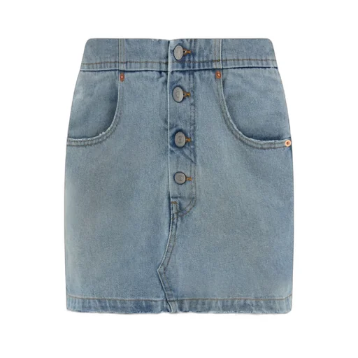 Mm6 Maison Margiela Denim Raw-Cut Edge Mini Skirt