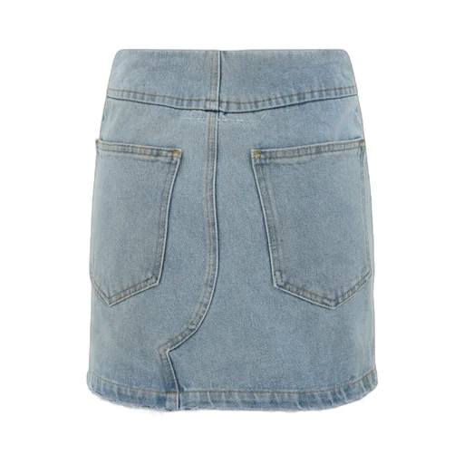 Mm6 Maison Margiela Denim Raw-Cut Edge Mini Skirt