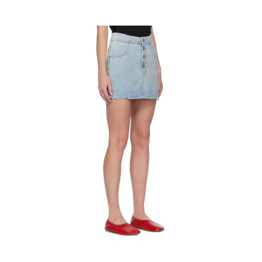 Mm6 Maison Margiela Denim Raw-Cut Edge Mini Skirt