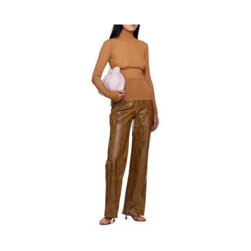 Snakeskin-Print Straight-Leg Trousers
