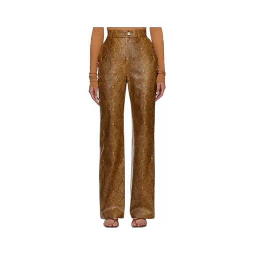 Snakeskin-Print Straight-Leg Trousers