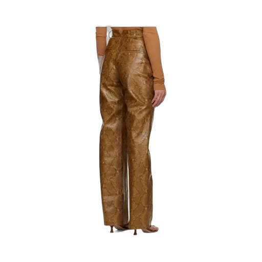 Snakeskin-Print Straight-Leg Trousers