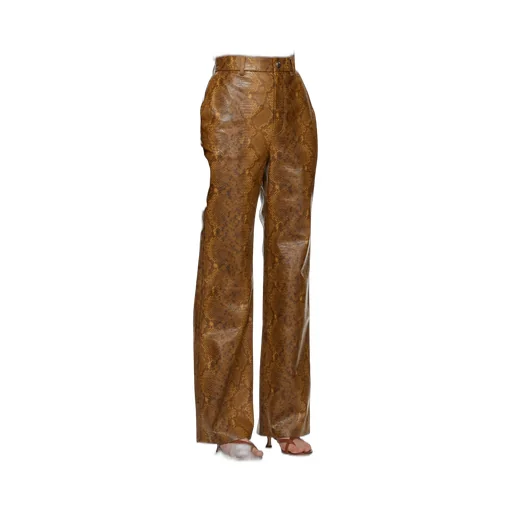 Snakeskin-Print Straight-Leg Trousers