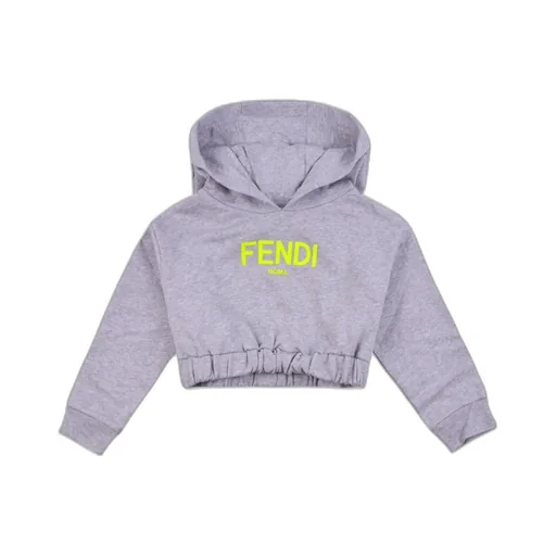 Fendi Kids Logo Printed Cropped Hoodie