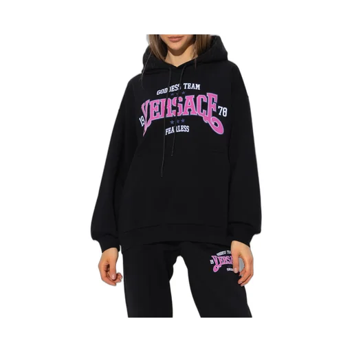 Versace Logo Printed Drawstring Hoodie