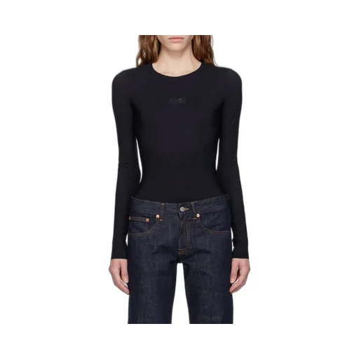 Mm6 Maison Margiela Logo Printed Crewneck Bodysuit