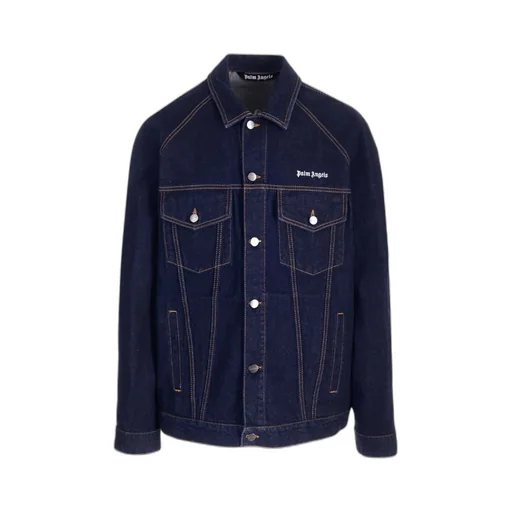 Palm Angels Logo-Embroidered Button-Up Denim Jacket