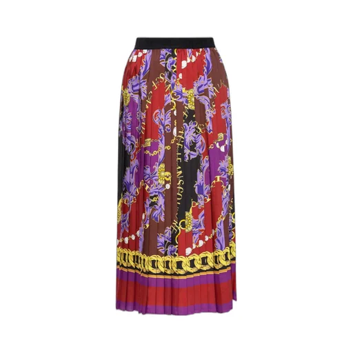 Chain-Print Pliss Midi Skirt