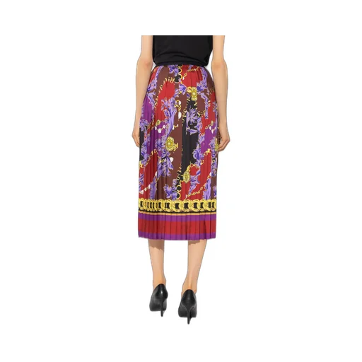Chain-Print Pliss Midi Skirt