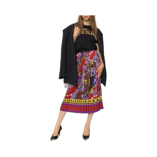 Chain-Print Pliss Midi Skirt
