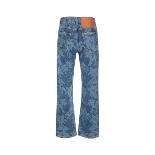 Palm Angels Allover Logo Printed Straight-Leg Jeans