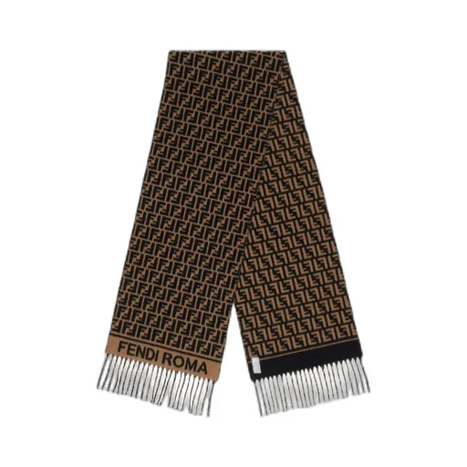 Fendi Ff Jacquard Fringed Scarf
