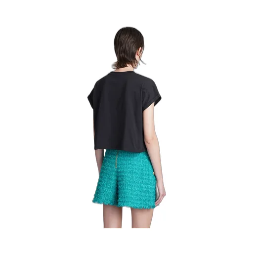 Balmain Flocked Logo Cropped T-Shirt