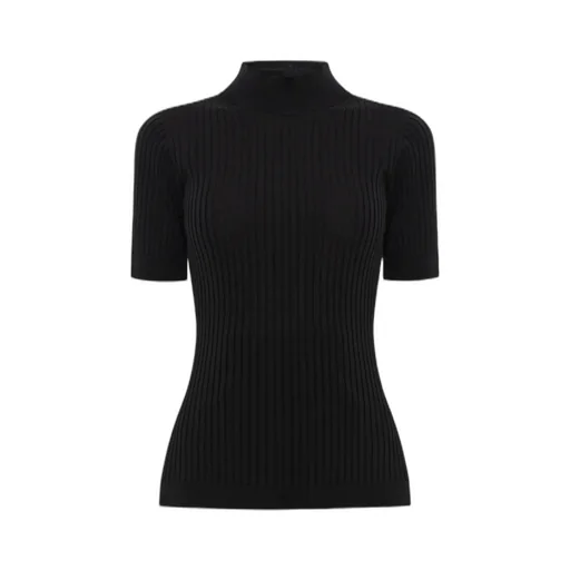 Versace High-Neck Ribbed-Knitted Short-Sleeved Top