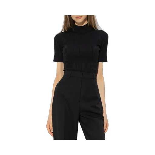 Versace High-Neck Ribbed-Knitted Short-Sleeved Top