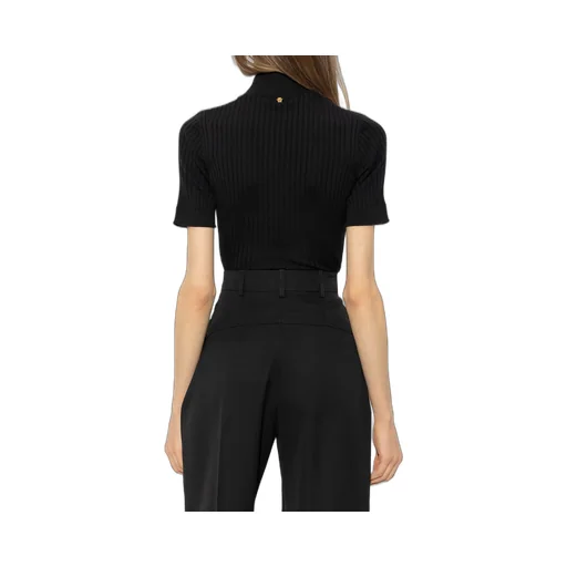 Versace High-Neck Ribbed-Knitted Short-Sleeved Top