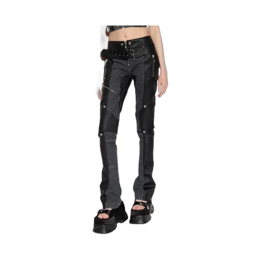 Versace Belted Zip-Cuff Flared Trousers