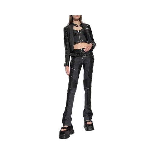 Versace Belted Zip-Cuff Flared Trousers