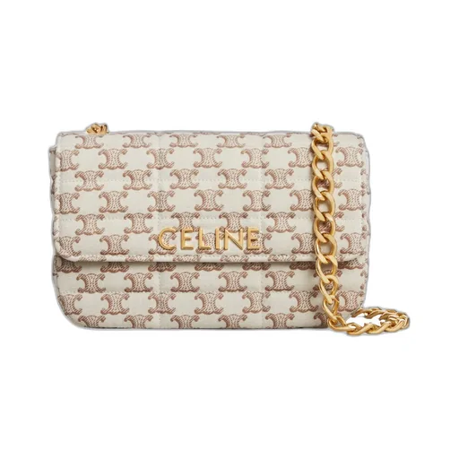 Chain Shoulder Bag Matelasse Monochrome Celine In Textile With Triomphe Canvas Print