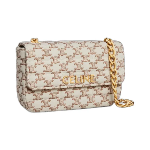 Chain Shoulder Bag Matelasse Monochrome Celine In Textile With Triomphe Canvas Print