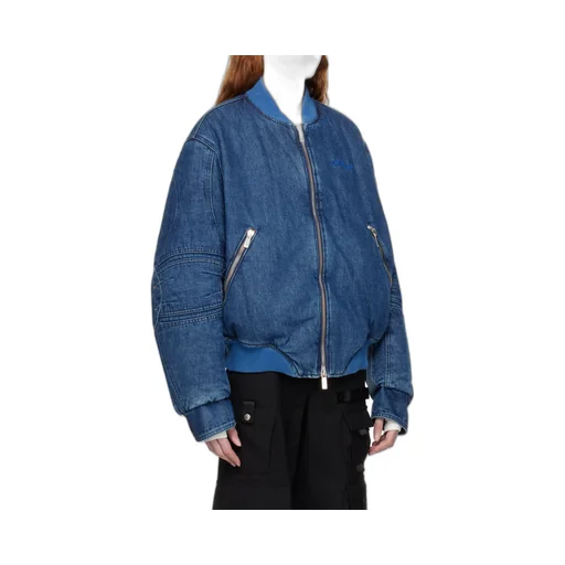 Long-Sleeved Zipper Denim Coat