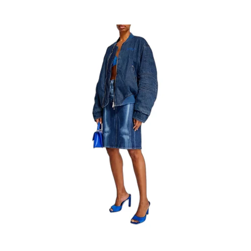 Long-Sleeved Zipper Denim Coat